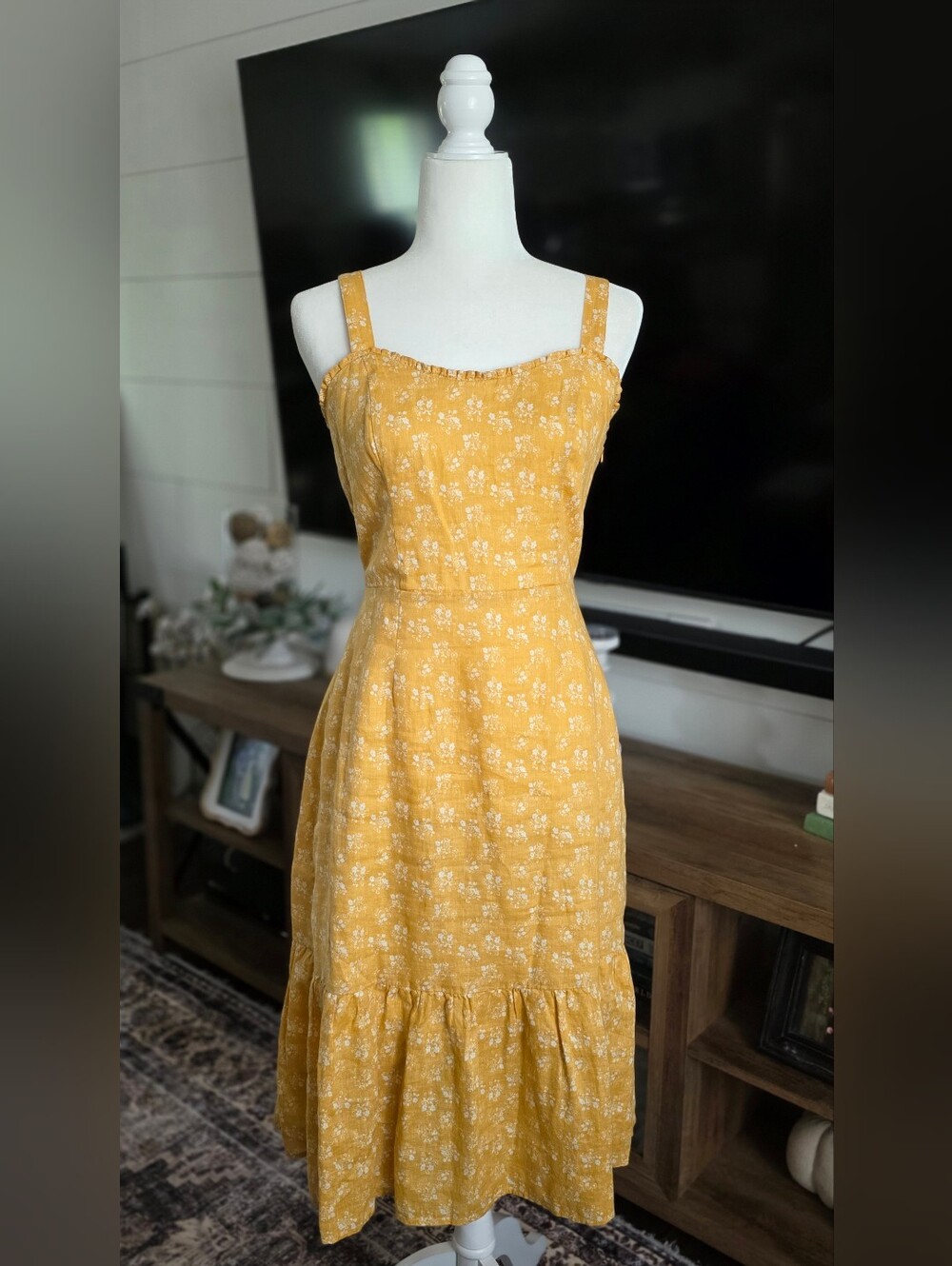 Cynthia Rowley Linen Floral Sleeveless Midi Dress